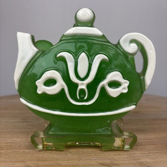 House of Glass Other - Vintage Lucite Green Teapot Coffee Napkin Holder 60s 70s Retro MCM Kitchen Decor